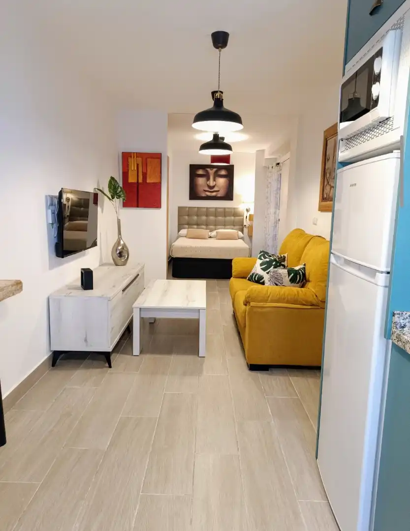 Estudi de lloguer a Calle Eugenio Gross, 47, Suárez Sala d'estar de Estudi de lloguer en Málaga amb Aire condicionat, Calefacció i Moblat