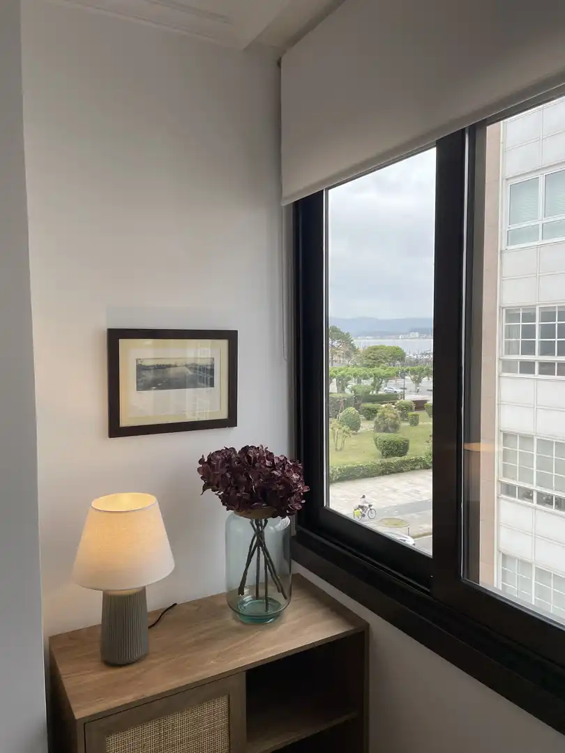 Schlafzimmer von Wohnung zur Miete in Baiona mit Heizung, Parkett und Abstellraum