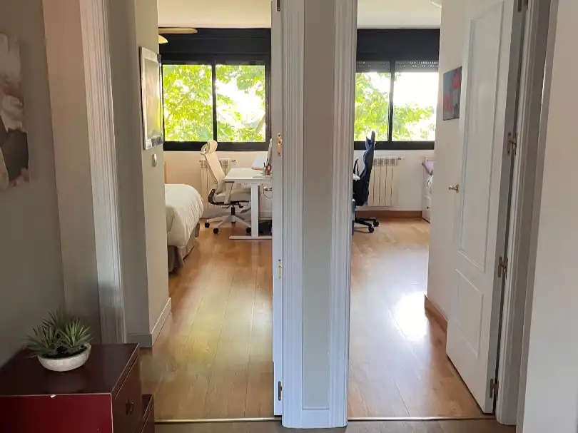Flat for sale in Calle de la Bahía de Málaga, 8, Corralejos - Campo de las Naciones Bedroom of Flat for sale in Madrid Capital with Air Conditioner, Terrace and Swimming Pool