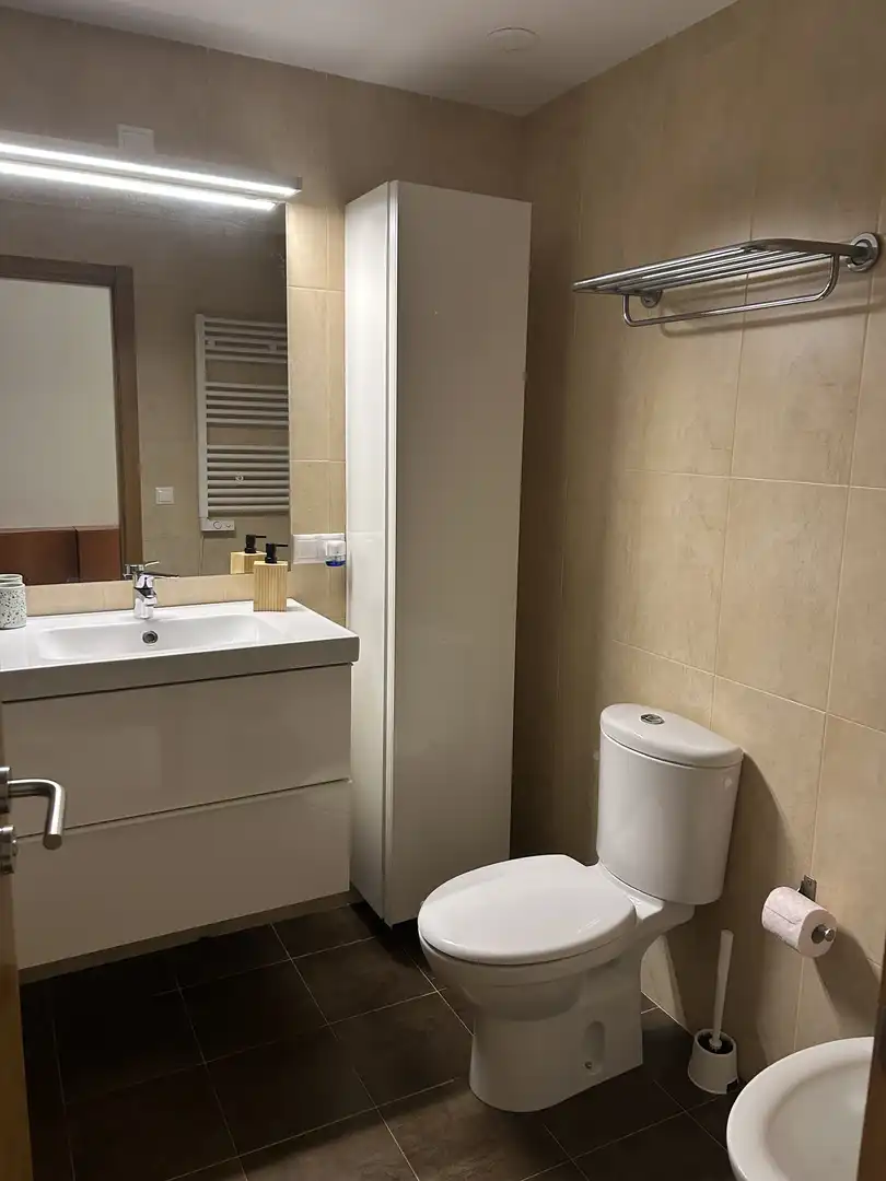 Badezimmer von Wohnung zur Miete in Ponteceso mit Heizung, Parkett und Möbliert