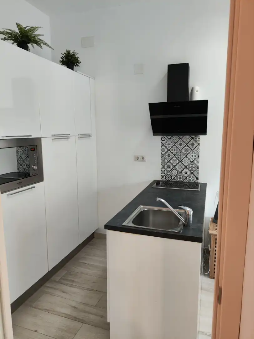 Cuina de Apartament de lloguer en Montequinto amb Aire condicionat, Calefacció i Jardí privat