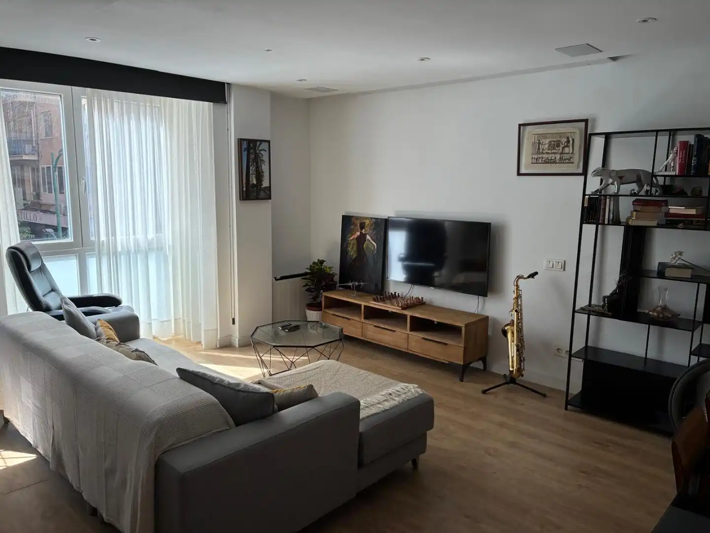 Wohnzimmer von Wohnung zur Miete in Málaga Capital mit Klimaanlage und Balkon