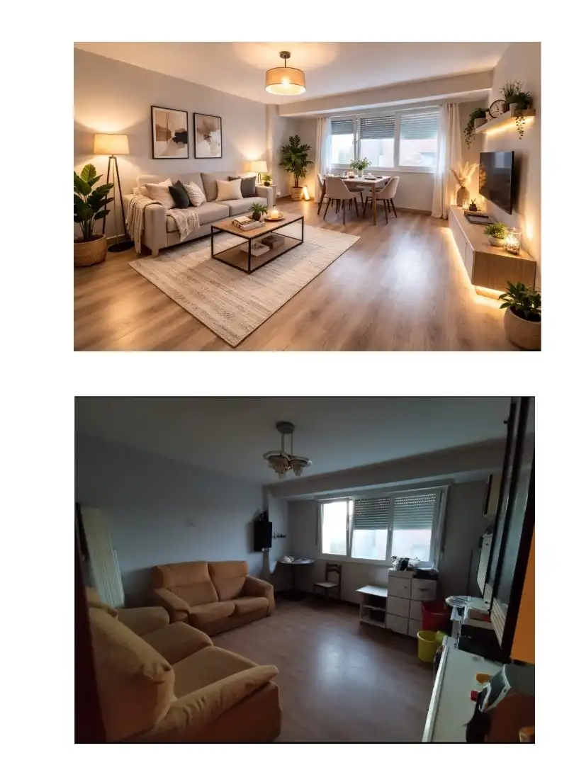 Sala de estar de Piso en venta en Valle de Trápaga-Trapagaran con Parquet, Trastero y Amueblado