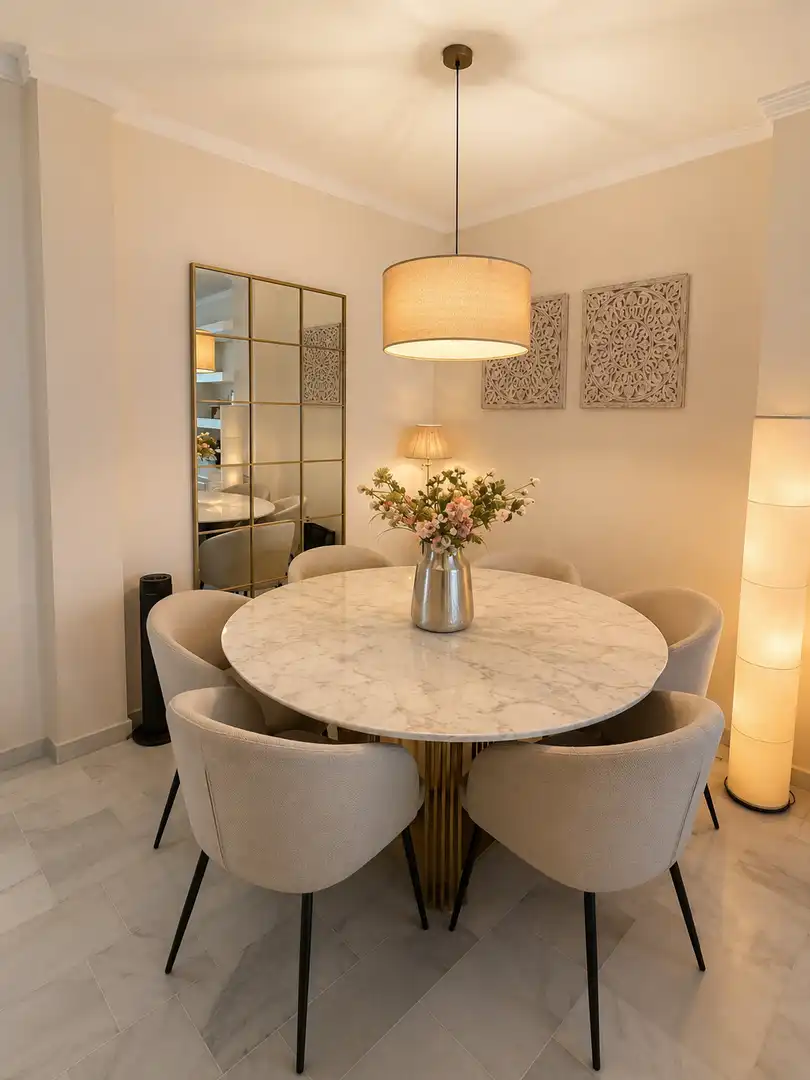 Dining room of Flat for sale in Estepona  with Air Conditioner, Heating and Private garden