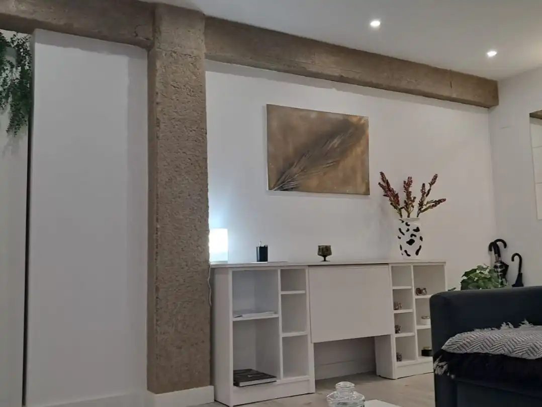 Sala d'estar de Apartament de lloguer en Gijón  amb Calefacció, Parquet i Moblat