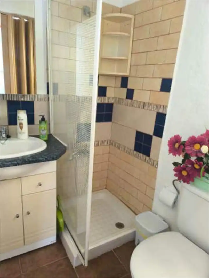 Apartamento de alquiler en Santa María de Guía de Gran Canaria Baño de Apartamento de alquiler en Santa María de Guía de Gran Canaria con Terraza y Amueblado