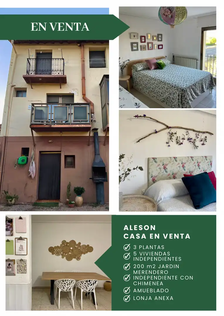 Terrassa de Casa o xalet en venda en Alesón amb Calefacció, Jardí privat i Terrassa