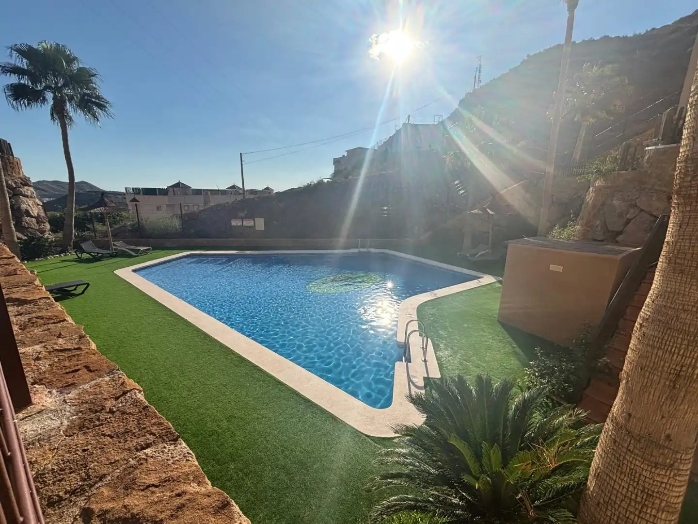 Apartments for rent in Urbanización Collados Zieschang, Los Collados - Los Geraneos Swimming pool of Apartments for rent in Águilas with Air Conditioner, Heating and Private garden