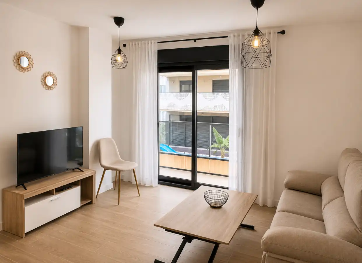 Flat for rent in Avenida de la Marina Española, 26, La Flota Living room of Flat for rent in Murcia with Air Conditioner, Heating and Private garden