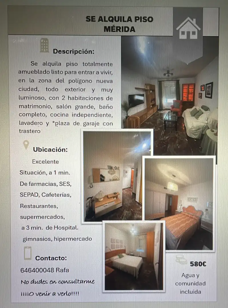 Piso de alquiler en Avenida Constitución, 3, Oeste Sala de estar de Piso de alquiler en Mérida con Aire acondicionado, Calefacción y Trastero