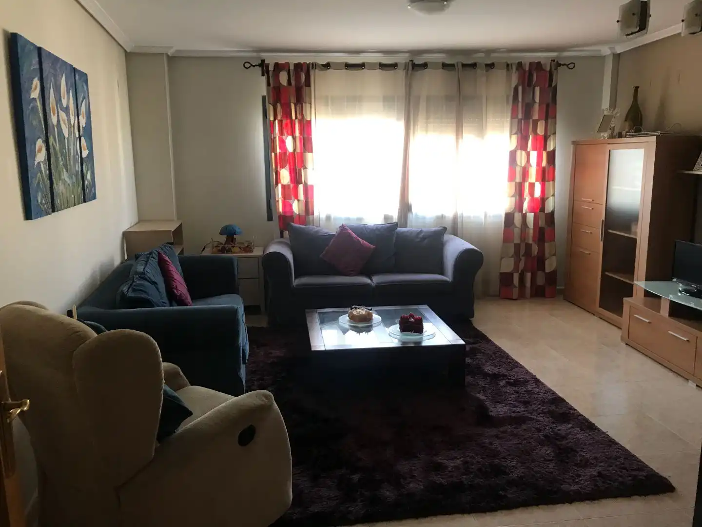 Sala d'estar de Pis de lloguer en Castellón de la Plana / Castelló de la Plana amb Aire condicionat, Calefacció i Jardí privat