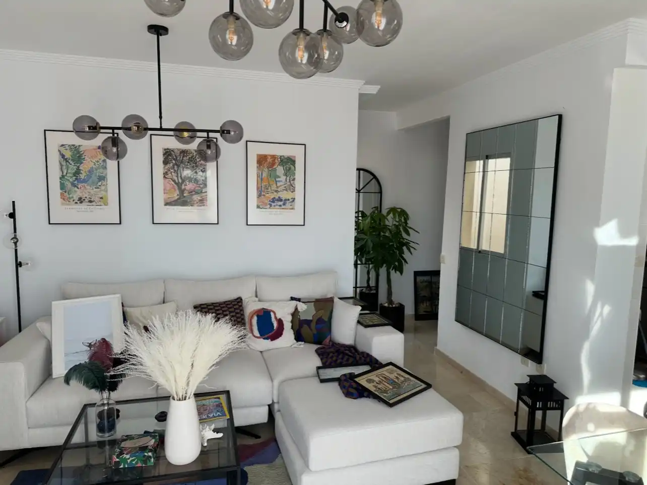 Sala d'estar de Àtic en venda en Mijas amb Aire condicionat, Terrassa i Piscina