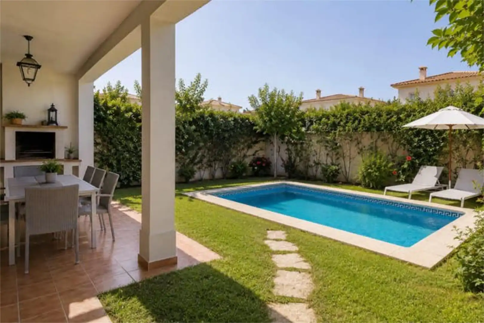 Piscina de Casa o chalet de alquiler en Almonte con Jardín privado, Terraza y Piscina