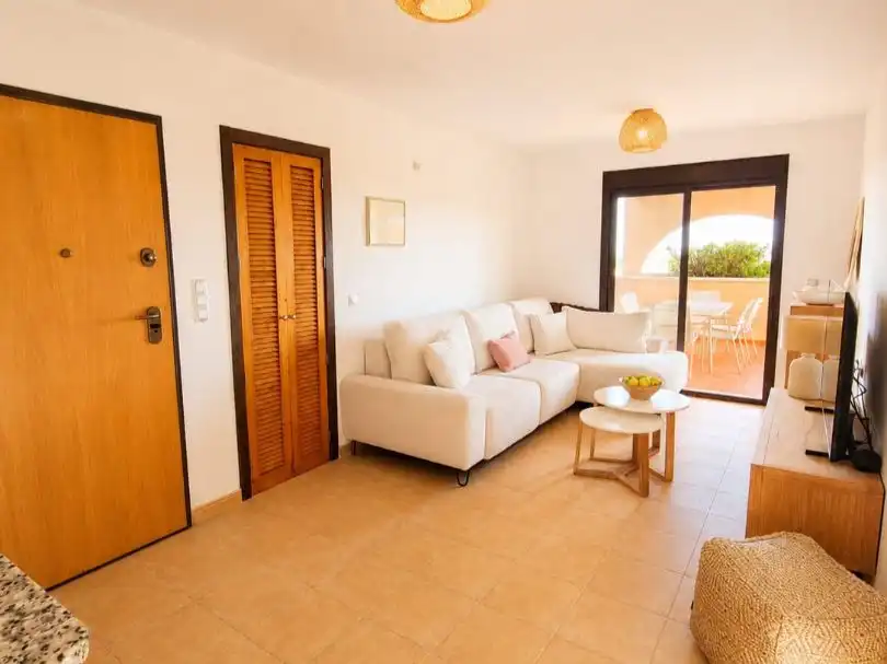 Apartamento de alquiler en Urbanización Collados Zieschang, 18a, Águilas Sala de estar de Apartamento de alquiler en Águilas con Aire acondicionado, Terraza y Piscina