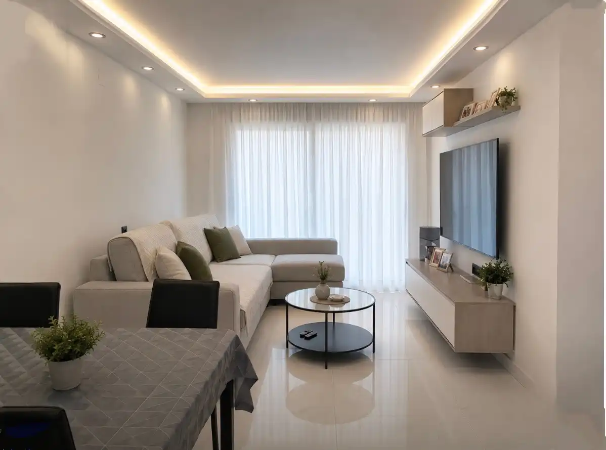 Wohnung zum Verkauf in Urbanizacion UR1, 66, Centro Wohnzimmer von Wohnung zum Verkauf in Alhaurín El Grande mit Klimaanlage, Privatgarten und Schwimmbad