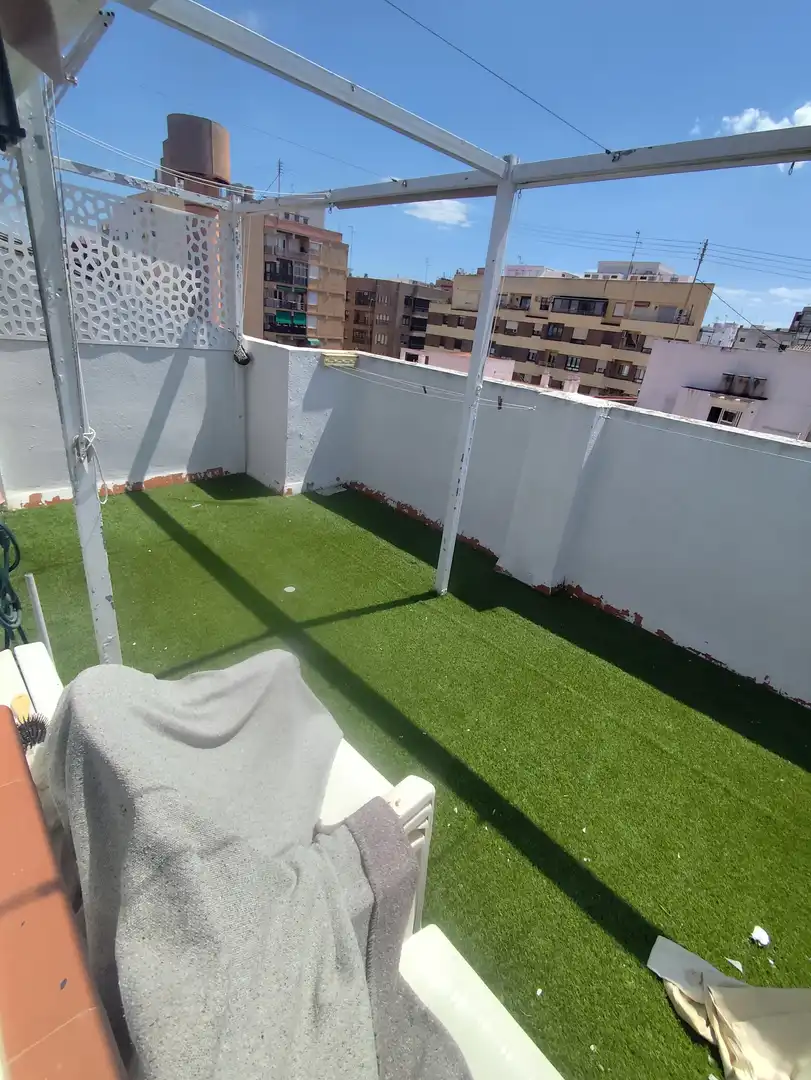 Flat for rent in Carrer de Méndez Núñez, 21, Hospital - Plaza del Real Terrace of Flat for rent in Castellón de la Plana / Castelló de la Plana with Air Conditioner, Heating and Parquet flooring