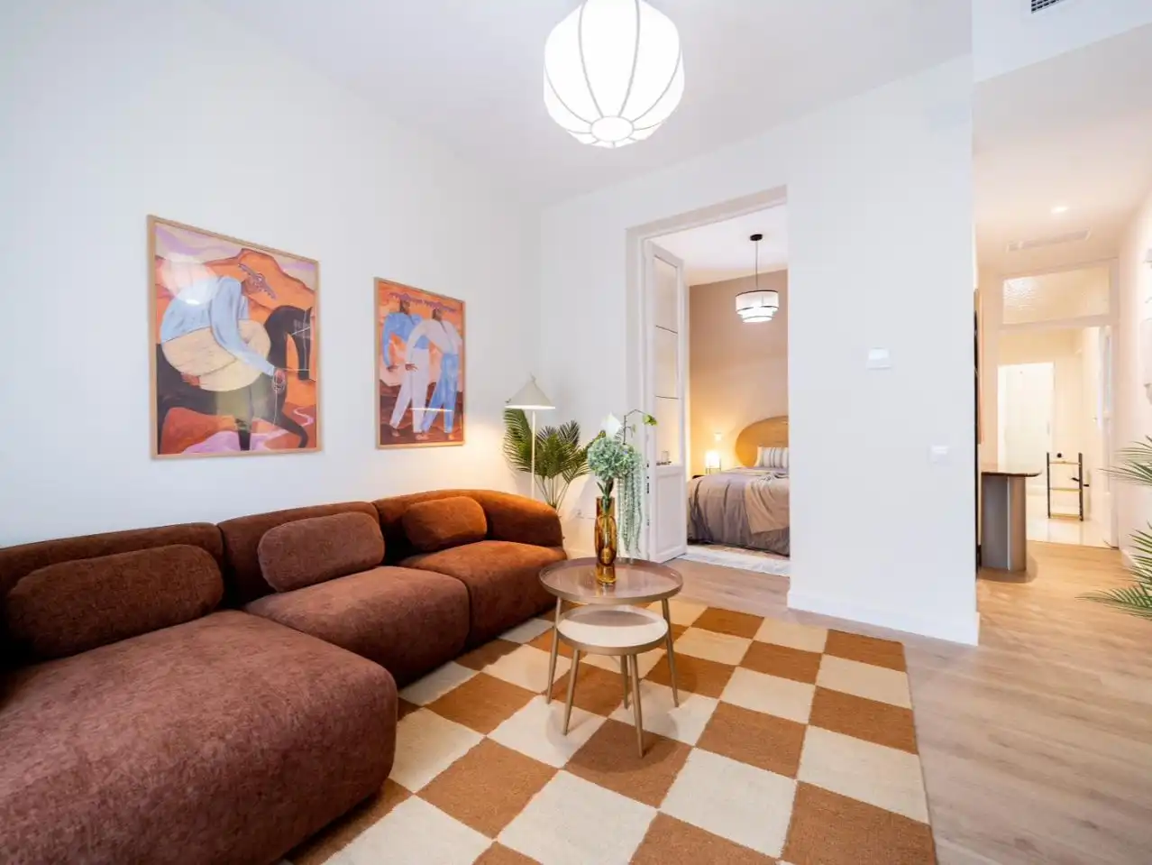 Sala de estar de Piso de alquiler en  Madrid Capital con Aire acondicionado y Balcón