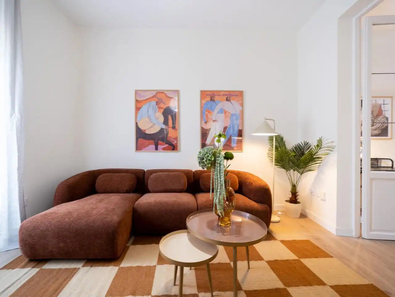 Sala de estar de Piso de alquiler en  Madrid Capital con Aire acondicionado y Balcón