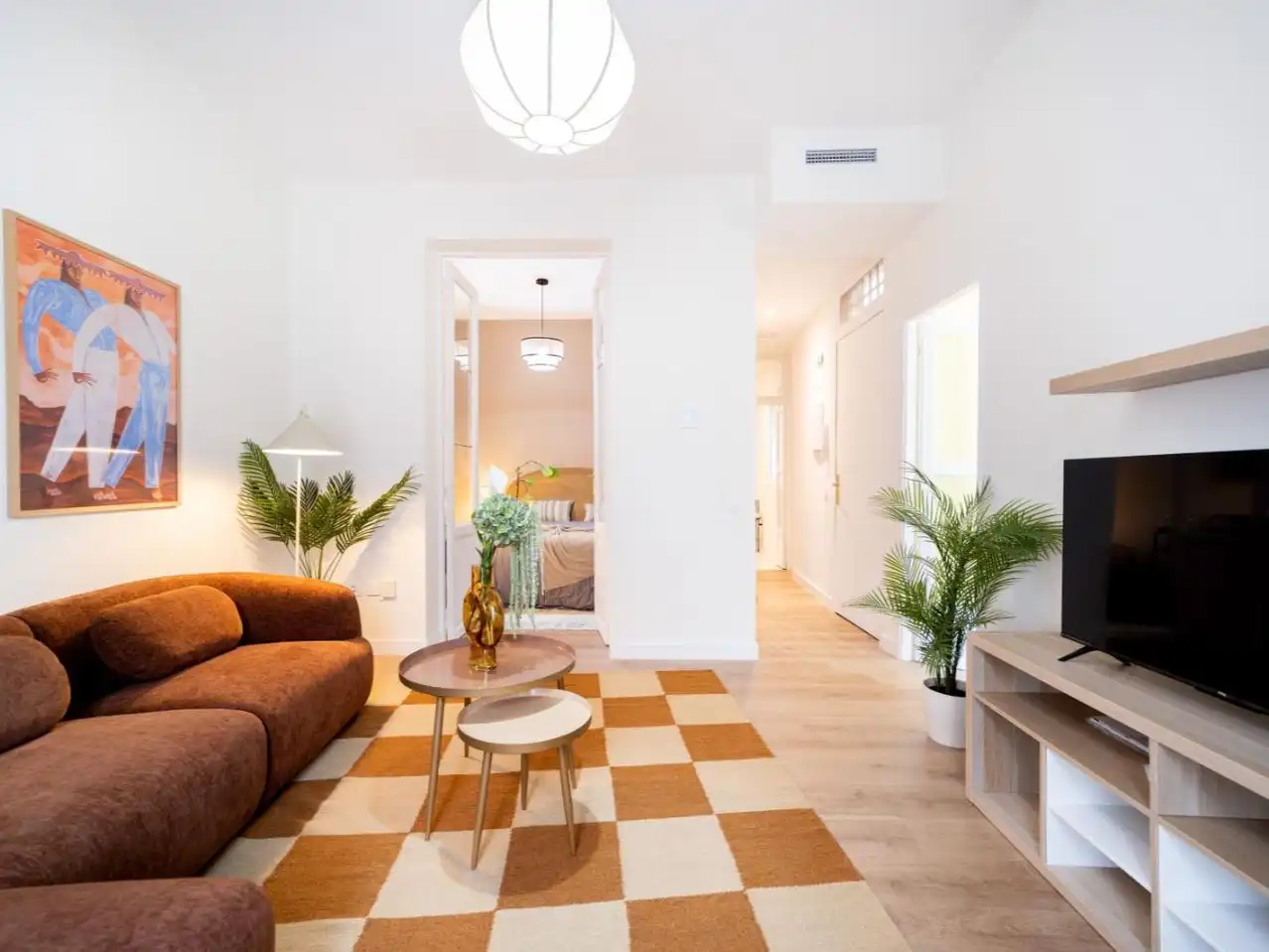 Sala de estar de Piso de alquiler en  Madrid Capital con Aire acondicionado y Balcón